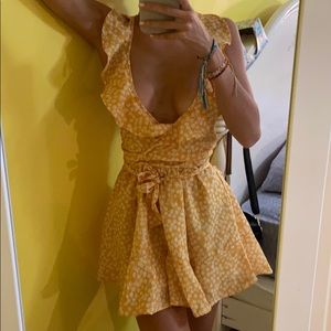 Yellow Floral Backless Romper